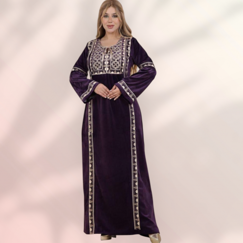 عبايه قطيفه مضلع بنفسجى