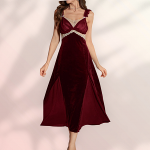 قميص نوم بالون الاحمر الغامق 