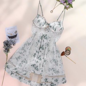 لانجرى ستان قصير  ابيض مشجر 