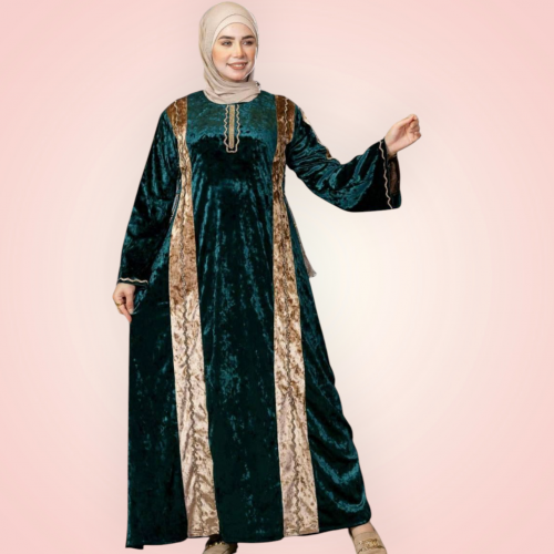 عبايه قطيفه جنجا  بالون الاخضر الزمردى 