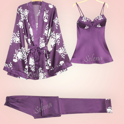 بجامه ٣ قطع ستان بالون البنفسجي 