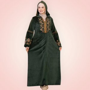 عبايه قطيفه بلون الزيتى 