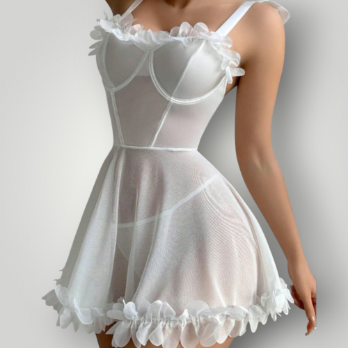 فستان نوم قصير ابيض 