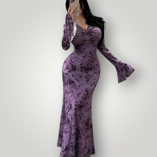 فستان بنفسجى طويل 