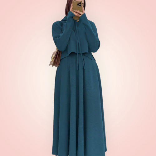 طقم جيبه وبلوزه قطيفه مضلع 