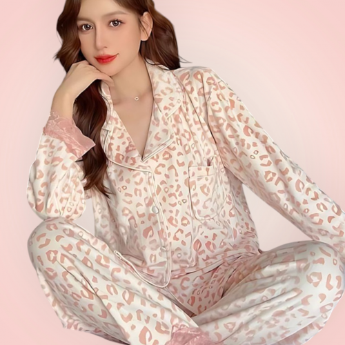 بجامه زراير بالون الابيض بنقوش وردى 